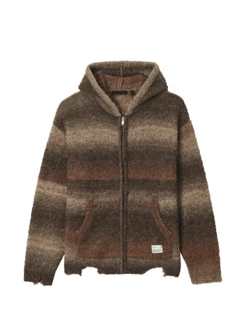 FIVE CM distressed ombré-effect zip-up hoodie