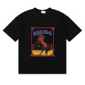 Rhude Wild Steed Horse Frame Vintage Print Black Oversized T‑Shirt