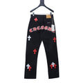 Chrome Hearts White/Red Cross Patch Jeans
