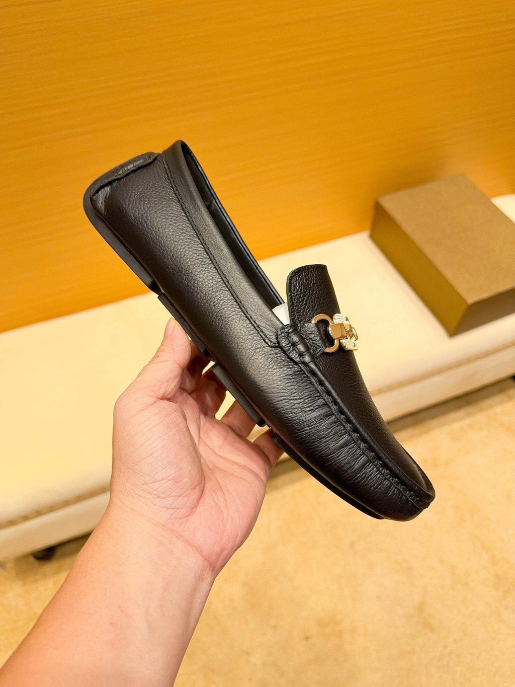 Versace Men's Black Textured Hardware Loafers