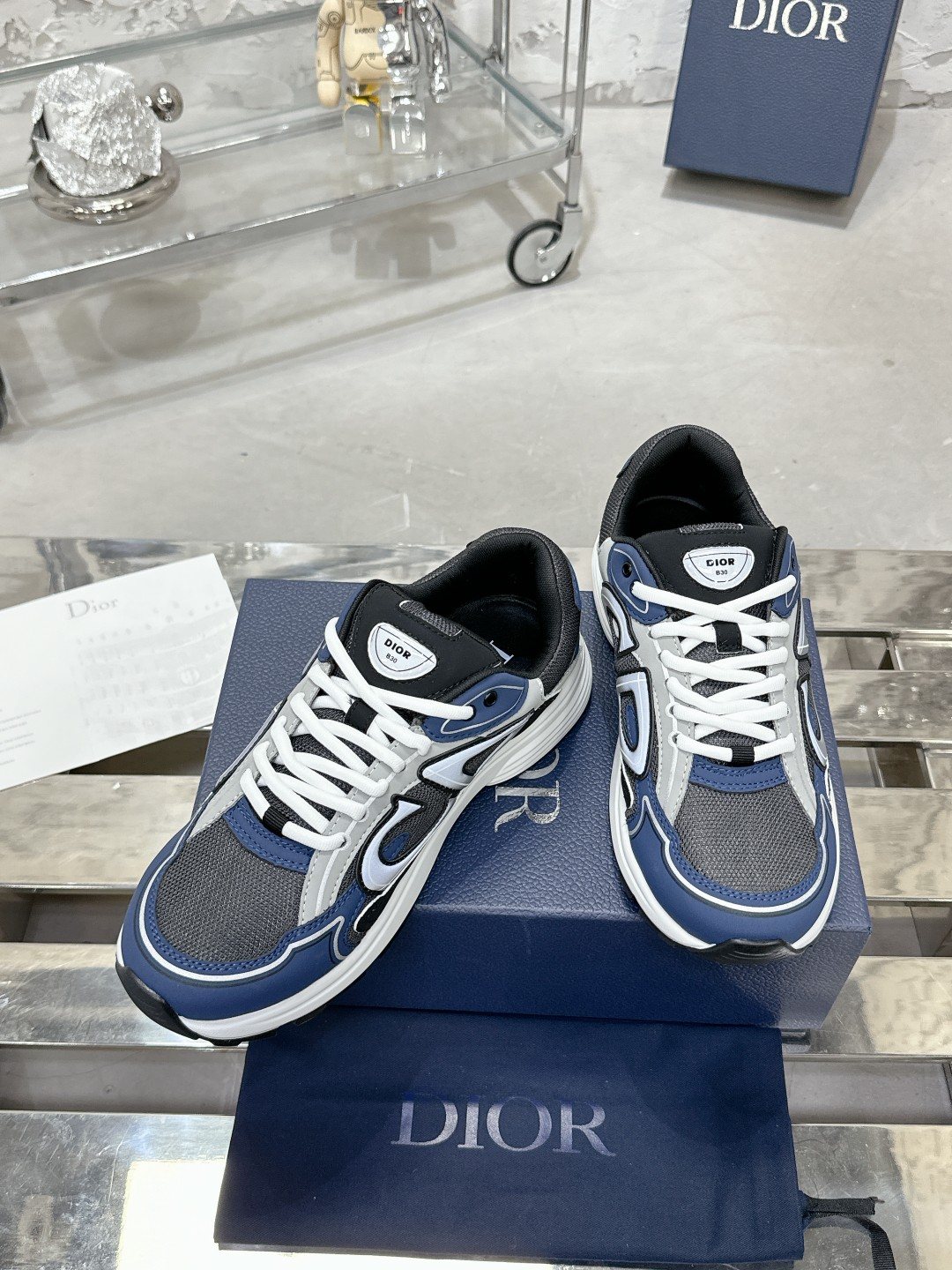 Dior Black, Gray and White Low-Top Sneakers